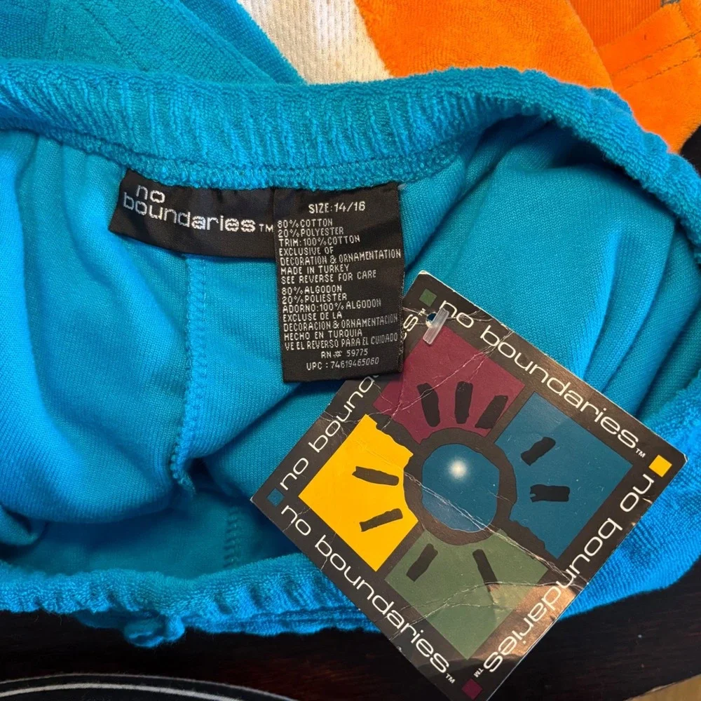 Y2K VTG '03 No Boundaries Kids Blue Colorblock Terry Skort Butterfly 14/6